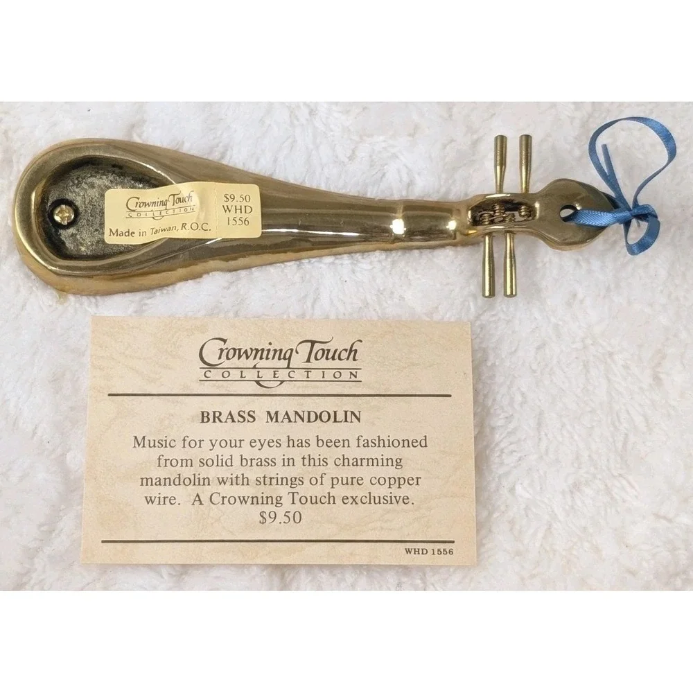 Vintage Crowning Touch Solid Brass Mandolin Ornament‎ Copper Wire Strings WHD...
